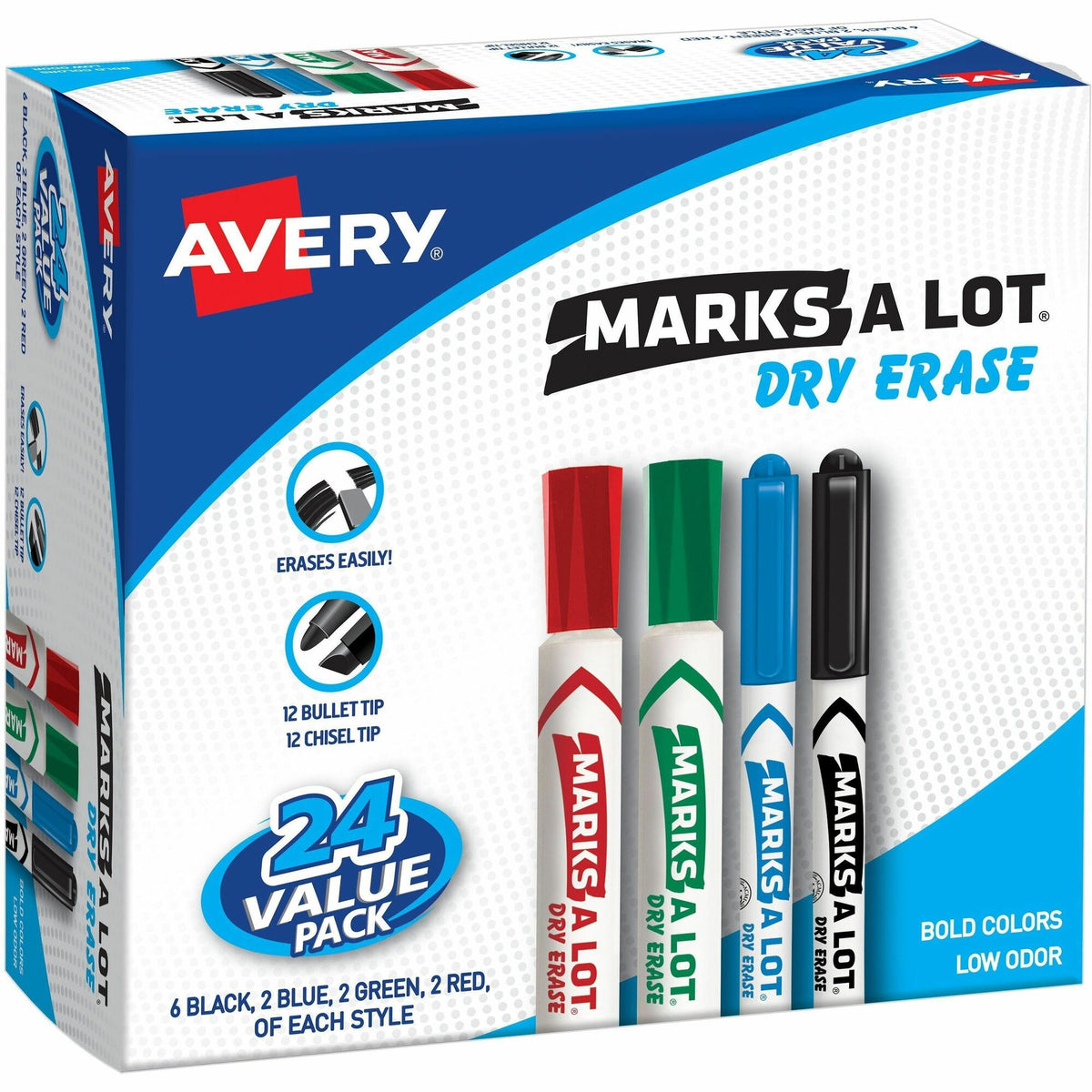 Avery&reg; Marks A Lot Dry Erase Markers, Desk/Pen-Style, 24 Assorted - 2000