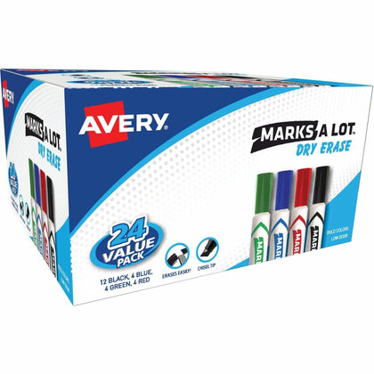 Avery® Marks A Lot Desk-Style Dry-Erase Markers - 24 Chisel Point - &