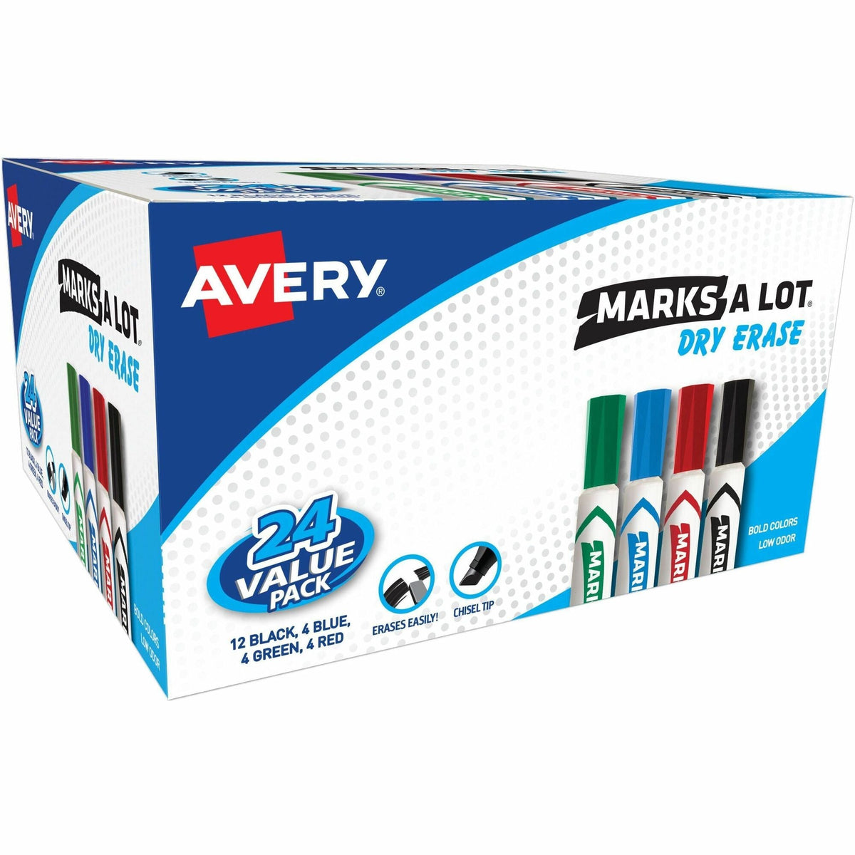 Avery&reg; Marks A Lot Dry Erase Marker, Desk-Style, 24 Assorted Markers - 2000