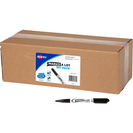 Avery® Marks-A-Lot Dry Erase Markers - Bullet Point - Black Ink - 200 Pack - & Dry-Erase