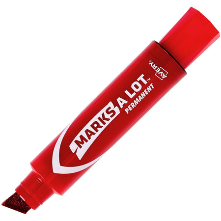 Avery® Marks A Lot Jumbo Red Permanent Markers - Chisel Point - 1 Dozen - & Dry-Erase