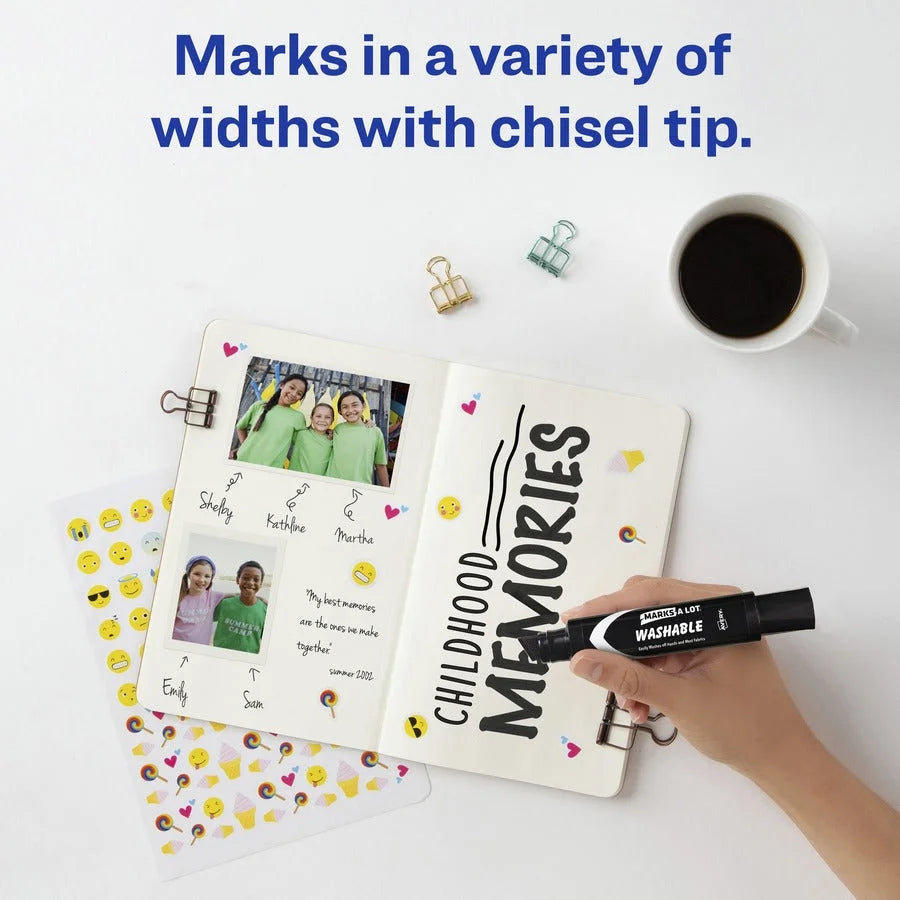 Avery® Marks A Lot Jumbo Washable Marker - Black Ink Chisel Point - Art Markers