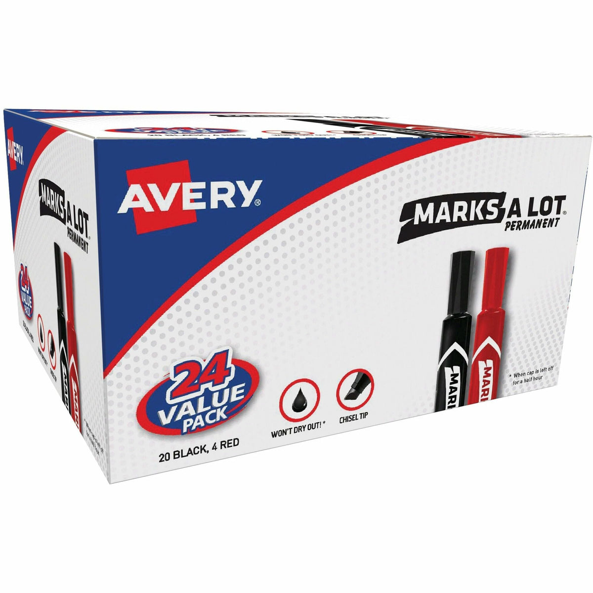Avery&reg; Marks A Lot Permanent Markers, Regular Desk-Style, 24 Assorted - 2000