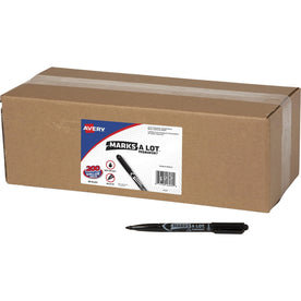 Avery® Marks-A-Lot Permanent Markers - Black Ink - 200 Pens - & Dry-Erase