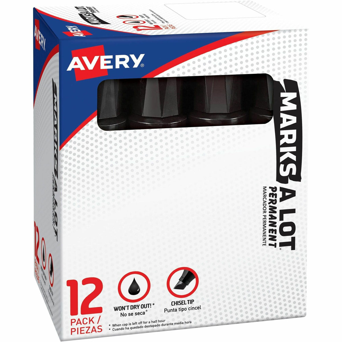 Avery&reg; Marks A Lot Marks A Lot Permanent Markers, Jumbo Desk-Style, 12 Black (24148) - 2000
