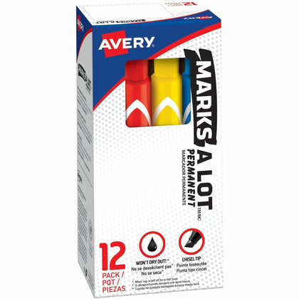 Avery® Marks A Lot Permanent Markers - Large Desk-Style - 12/Set - & Dry-Erase