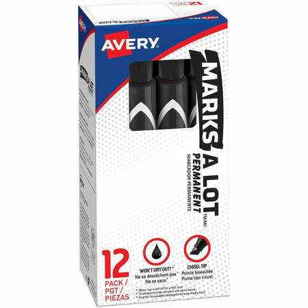 Avery&reg; Marks A Lot Marks A Lot Permanent Markers, Large Desk-Style, 12 Black (08888) - 2000