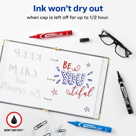 Avery&reg; Marks A Lot Permanent Markers, Regular Desk-Style, Asstd, 4/PK - Alternate-Image1