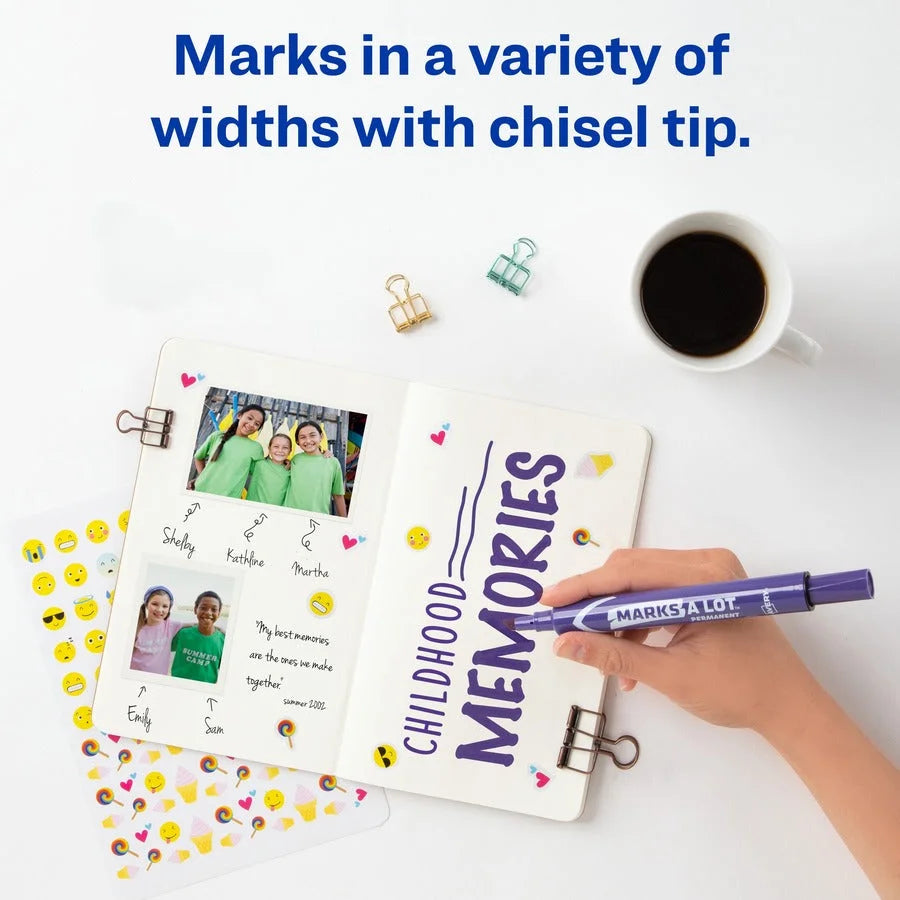 Avery® Marks A Lot Purple Desk-Style Permanent Markers - Chisel Point - 1 Dozen - & Dry-Erase