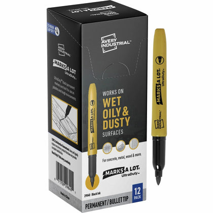 Avery® Marks A Lot Ultra Duty Permanent Markers - Black Ink - 12 Pack - & Dry-Erase