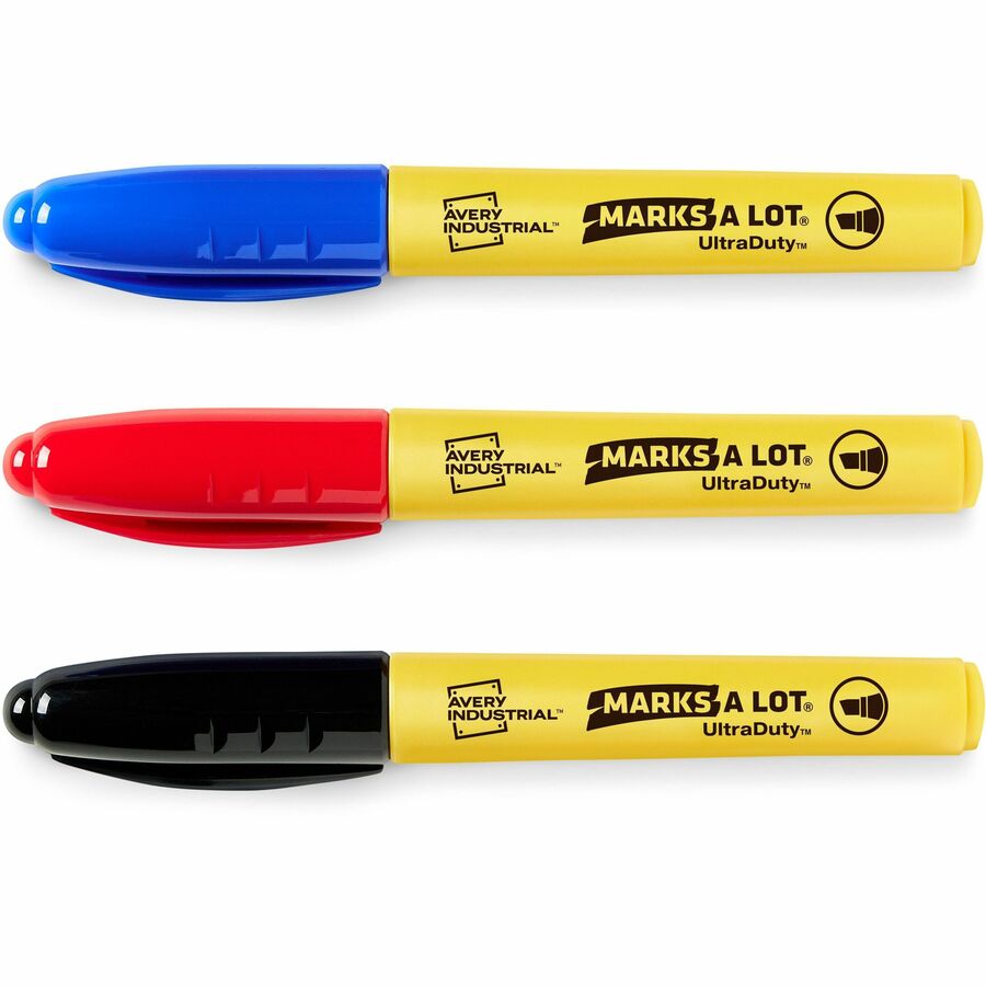 Avery&reg; Marks A Lot UltraDuty Markers, Chisel Tip, 3 Assorted Markers (29864) - Right