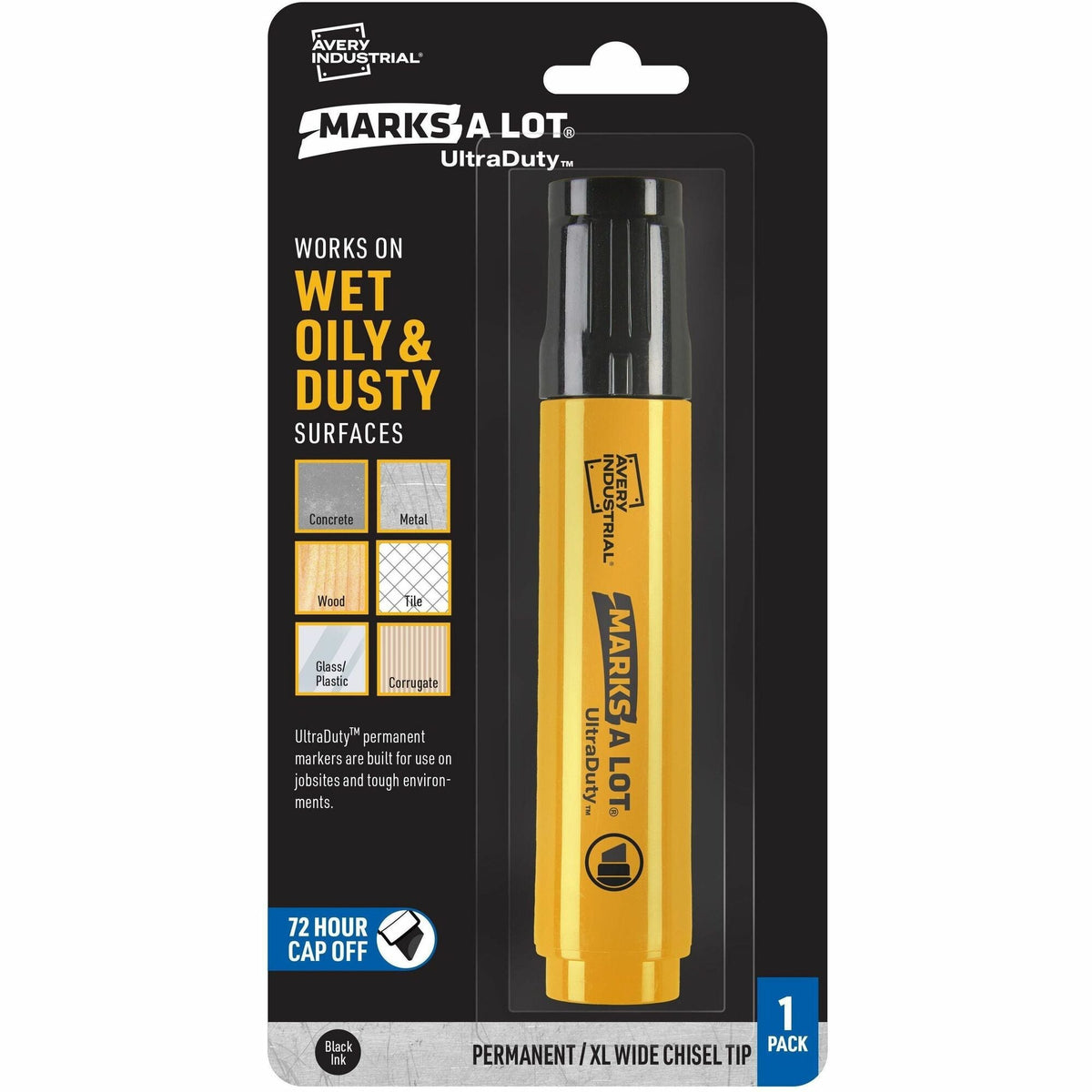 Avery&reg; Marks A Lot UltraDuty Markers, XL Wide Tip, 1 Black Marker (29865) - 2000