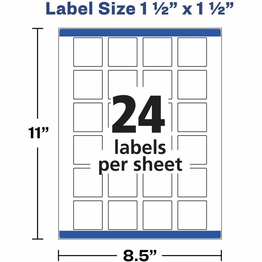 Avery® Matte White Square Labels - Waterproof Inkjet & Laser Compatible - Multipurpose ID
