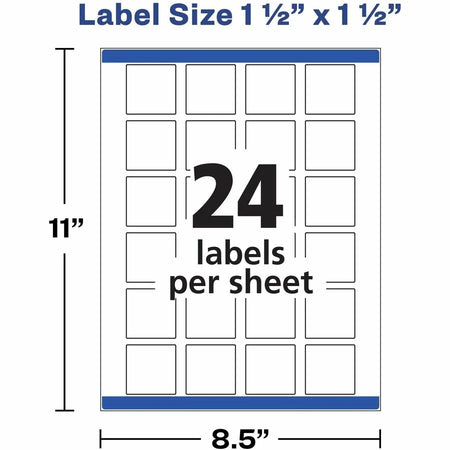 Avery® Matte White Square Labels - Waterproof Inkjet & Laser Compatible - Multipurpose ID