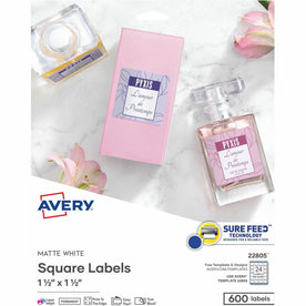 Avery® Matte White Square Labels - Waterproof Inkjet & Laser Compatible - Multipurpose ID
