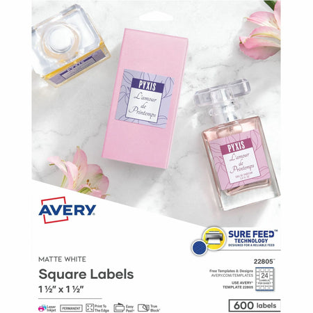 Avery® Matte White Square Labels - Waterproof Inkjet & Laser Compatible - Multipurpose ID