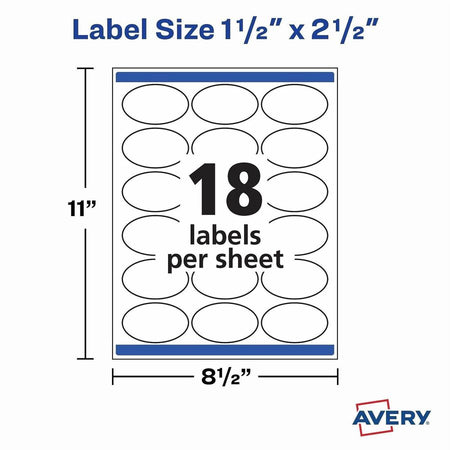 Avery&reg; Printable Oval Labels, 1.5" x 2.5" , White, 450 Labels (22564) - Alternate-Image5