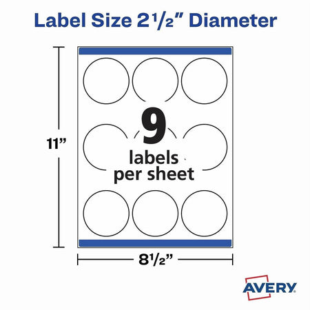 Avery&reg; Printable Round Labels, 2.5" , Matte White, 225 Labels (22562) - Alternate-Image5