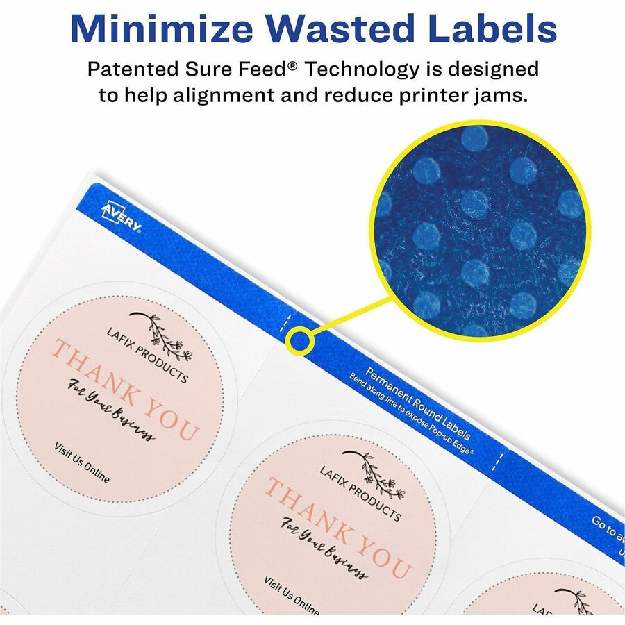 Avery&reg; Printable Round Labels, 2.5" , Matte White, 225 Labels (22562) - Alternate-Image2