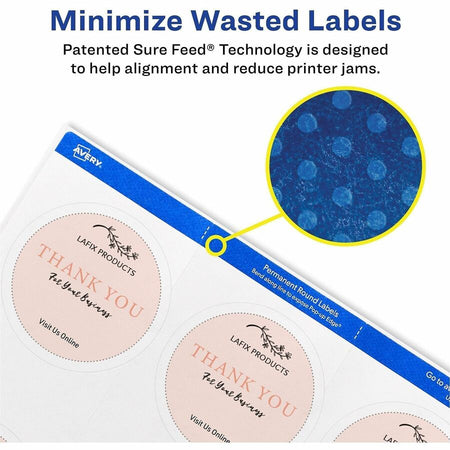 Avery&reg; Printable Round Labels, 2.5" , Matte White, 225 Labels (22562) - Alternate-Image2