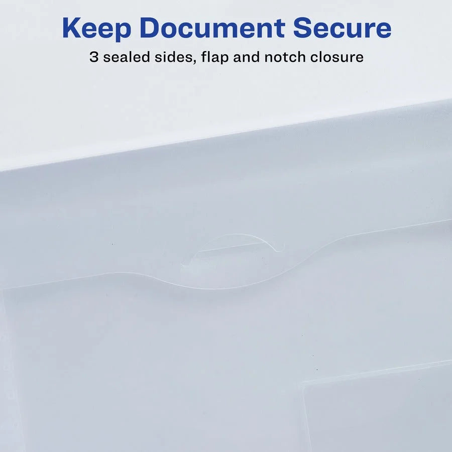 Avery® Mighty Badge® Letter File Wallet - Clear Poly 8.5’’ x 11’’ 50 Sheets - 12/Box - Filing Jackets & Pockets