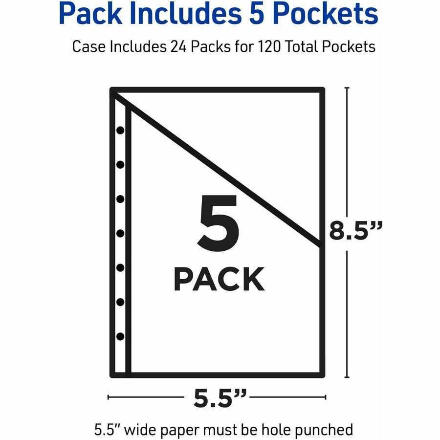 Avery® Mini Binder Pockets, Assorted, 5.5" x 8.5" , 5ct (75307) - Alternate-Image2