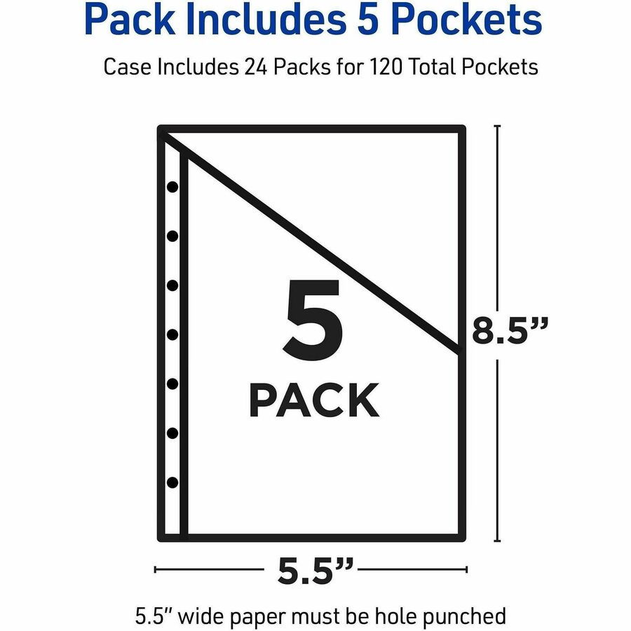 Avery® Mini Binder Pockets, Assorted, 5.5" x 8.5" , 5ct (75307) - Alternate-Image7