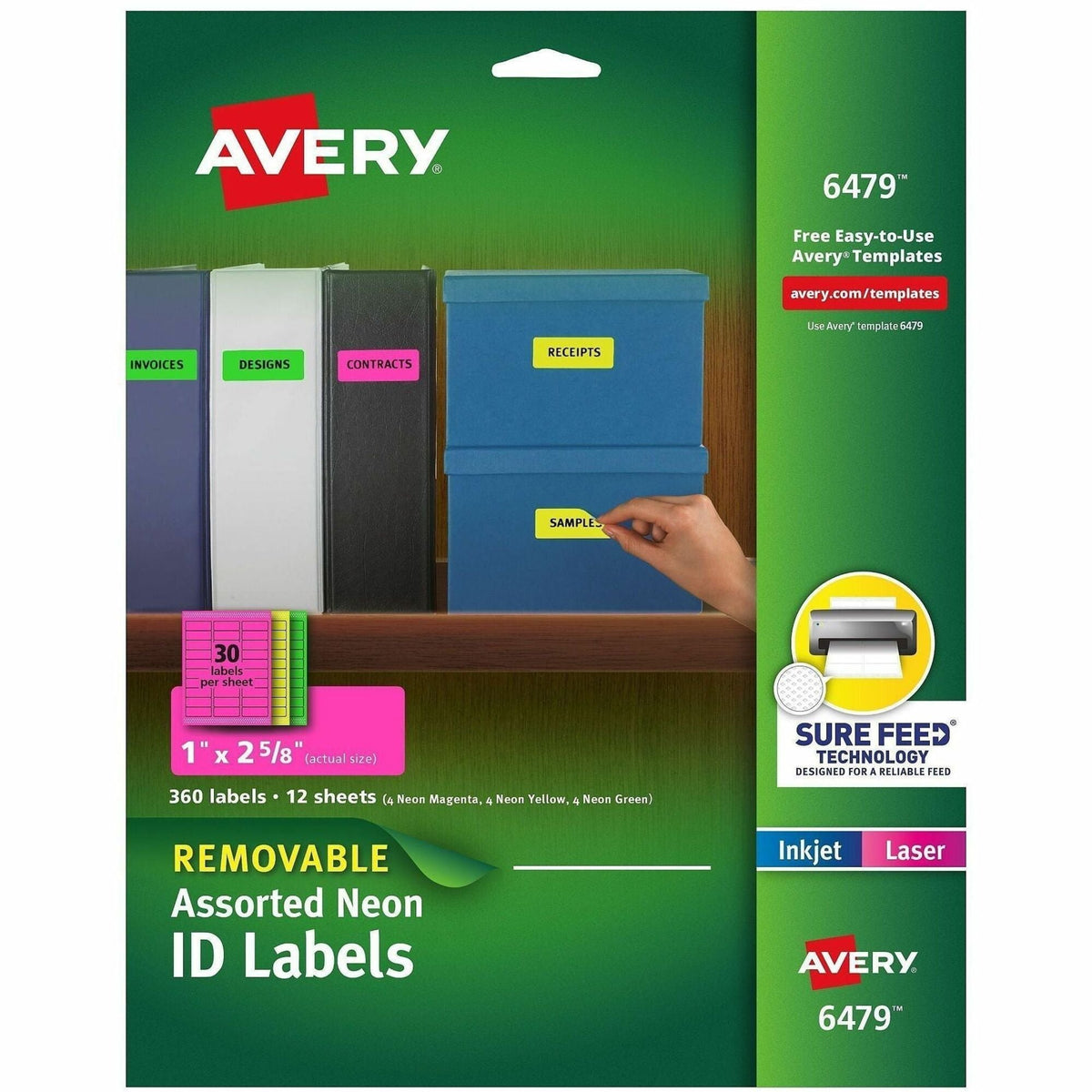 Avery® Multipurpose Label - 1’’ Width x 2 5/8’’ Length - Removable Adhesive - Rectangle - Inkjet Laser - & ID Labels