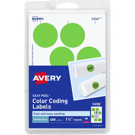 Avery® Neon Green Color-Coding Labels - Removable Adhesive - 1-1/4’’ Diameter