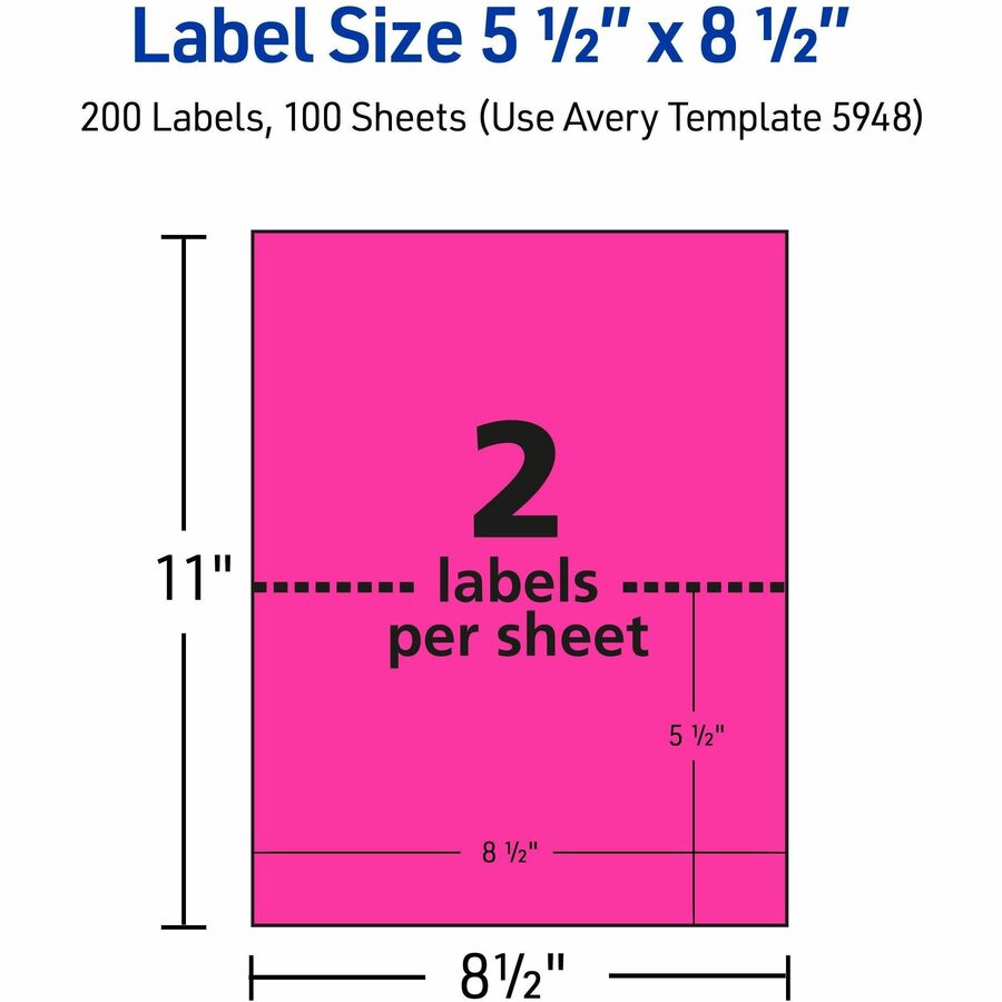 Avery® Neon Shipping Labels, 5-1/2" x 8-1/2" , 200 Labels (5948) - Alternate-Image4