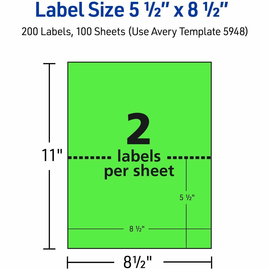 Avery® Neon Shipping Labels, 5-1/2" x 8-1/2" , 200 Labels (5952) - Alternate-Image4