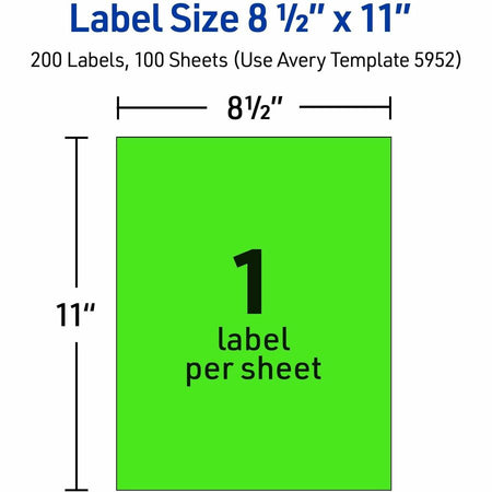 Avery® Neon Shipping Labels, 8-1/2" x 11" , 100 Labels (5940) - Alternate-Image4