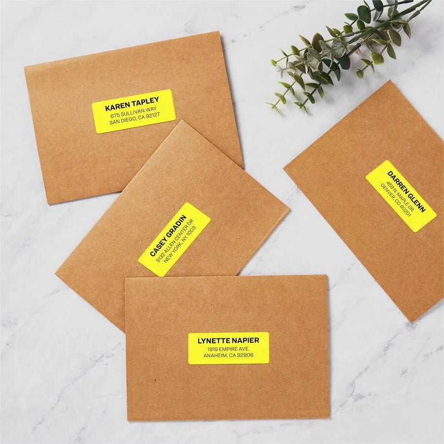 Avery® Neon Yellow Shipping Labels - Laser - 750 Labels/Pack - Address