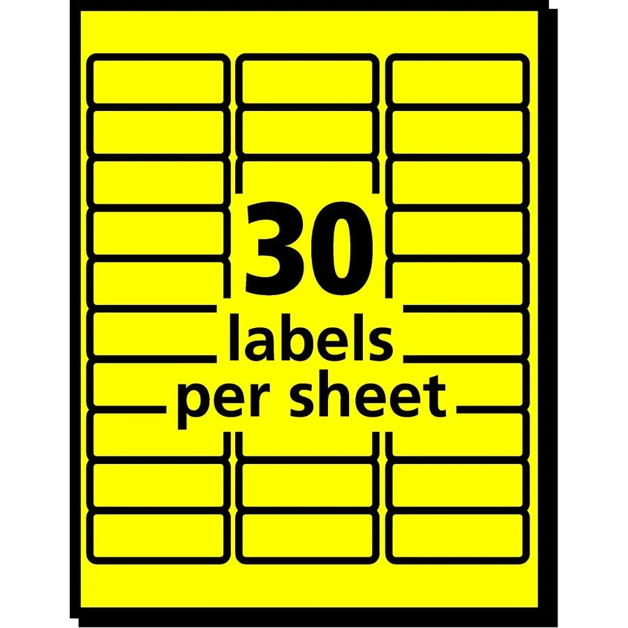 Avery® Neon Yellow Shipping Labels - Laser - 750 Labels/Pack - Address