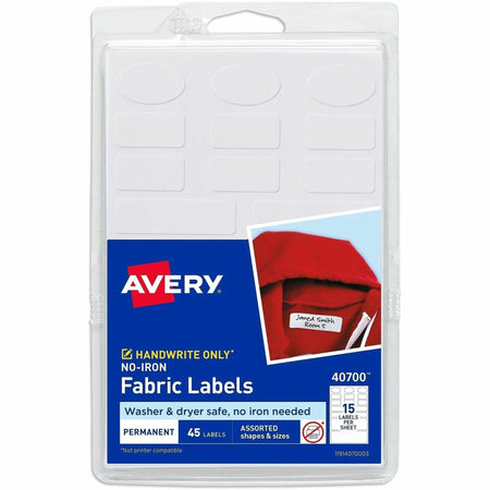 Avery® No-Iron Clothing Labels - Assorted Shapes & Sizes - 2000