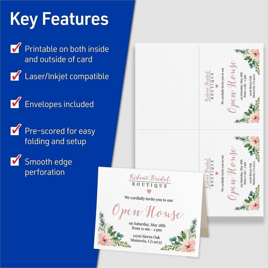 Avery® Note Card - Textured - White - 50/Pack - 6 / Carton - Cards & Stationery Sets