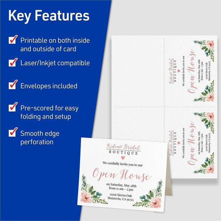 Avery® Note Card - Textured - White - 50/Pack - 6 / Carton - Cards & Stationery Sets