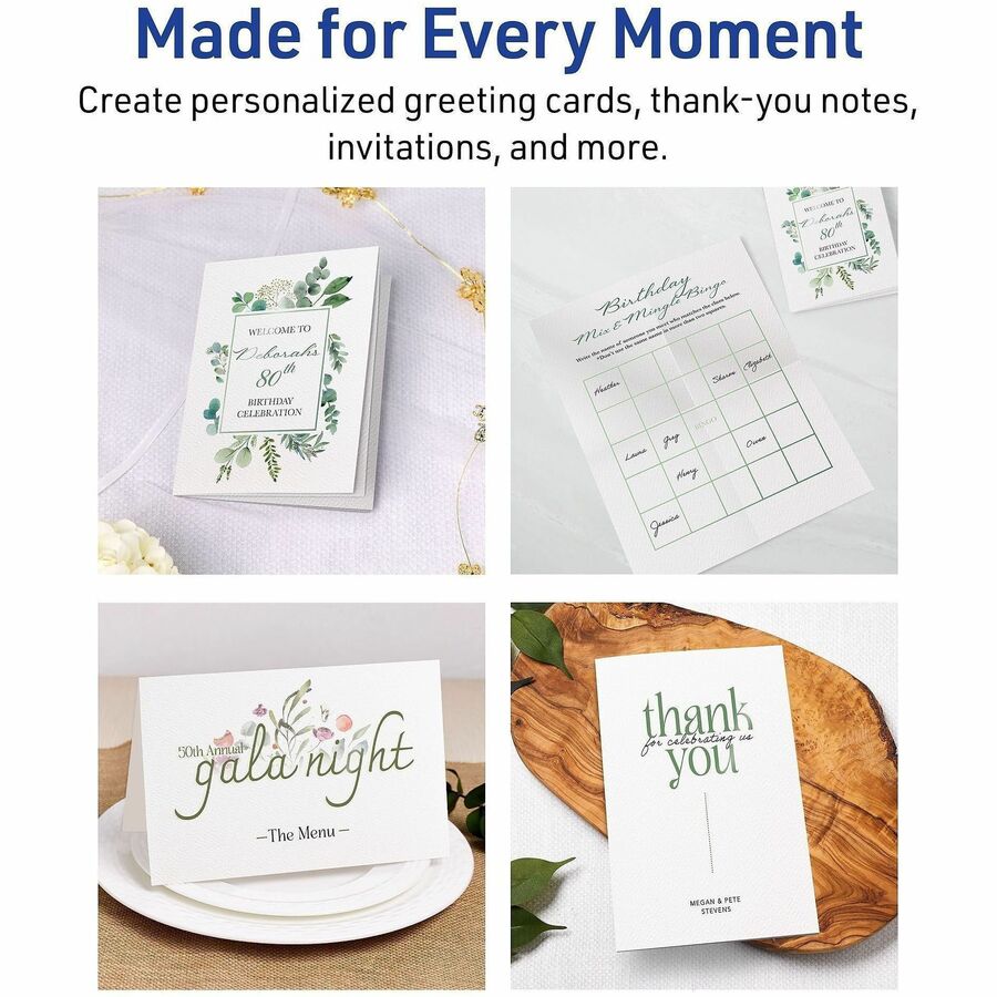 Avery® Note Card - Textured - White - 50/Pack - 6 / Carton - Cards & Stationery Sets