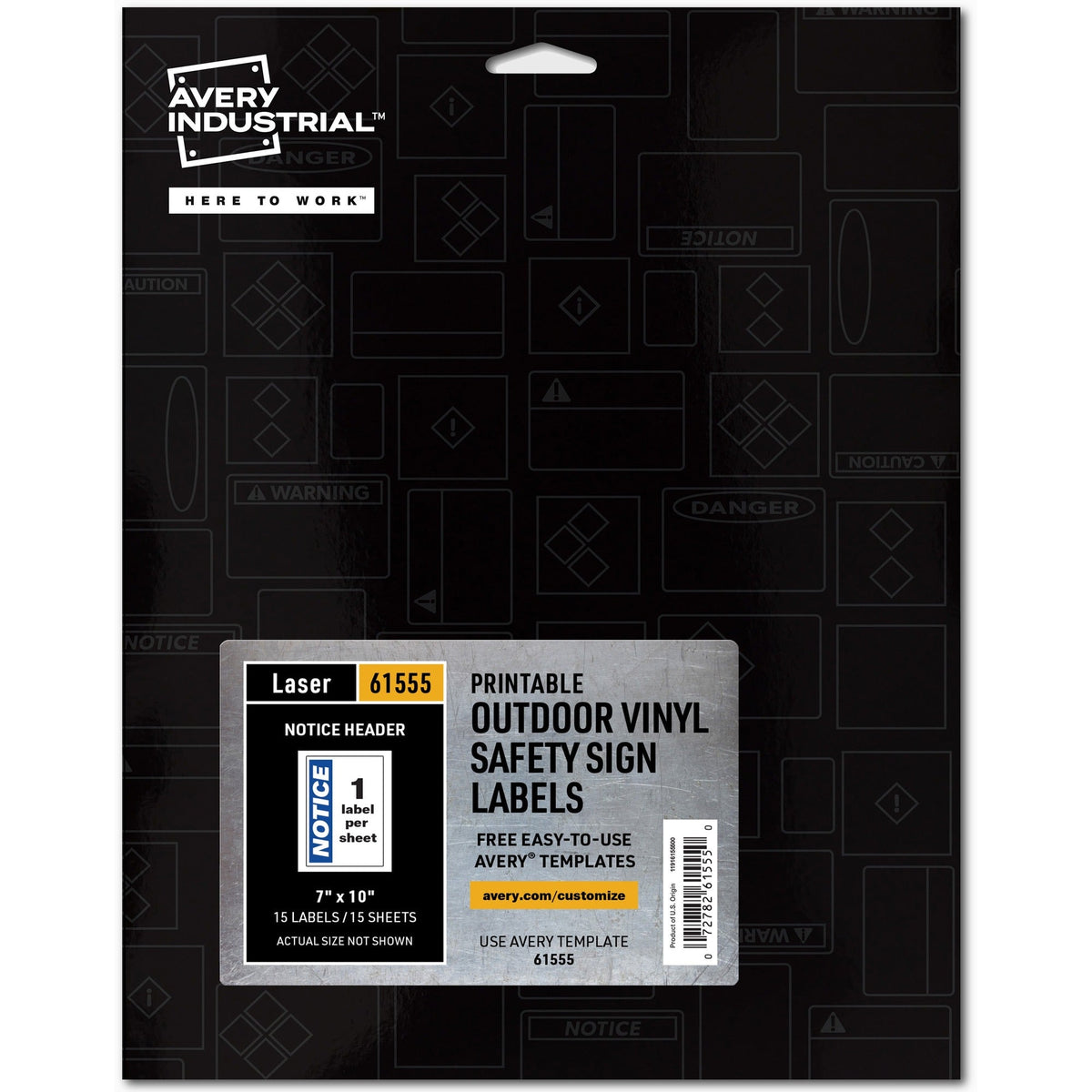 Avery® NOTICE Header Self-Adhesive Outdoor Sign - 2000