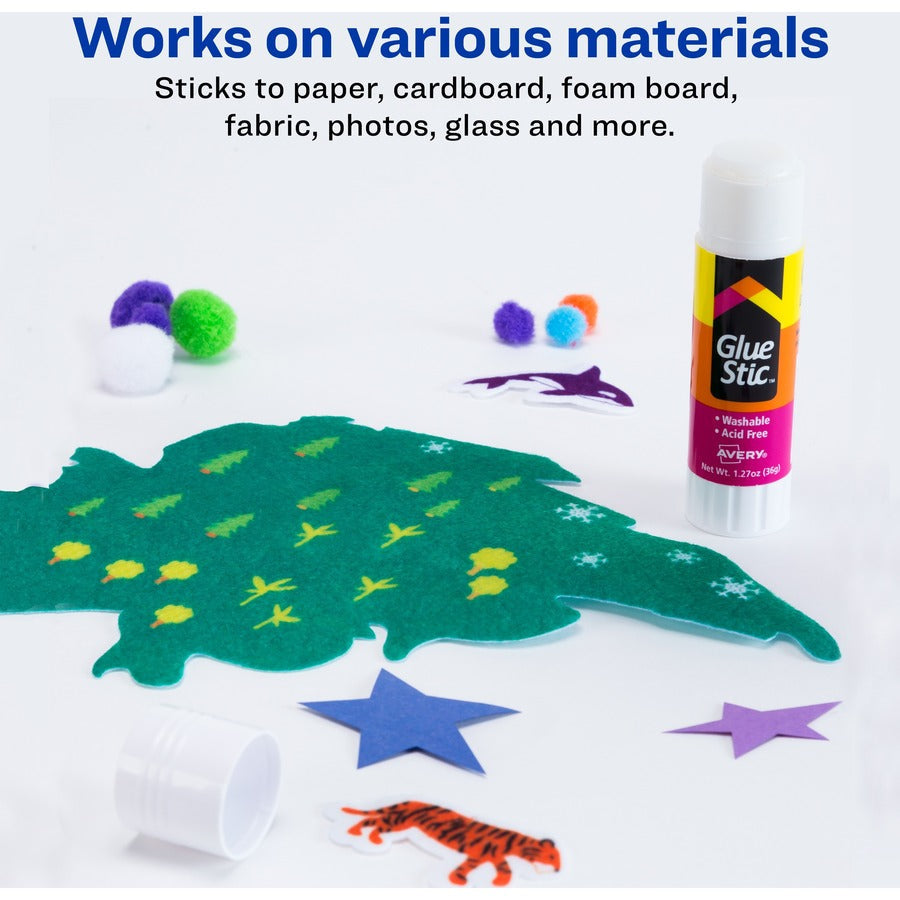 Avery® Permanent Glue Stic - 1.27 oz - White - 1 Each - Sticks