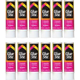 Avery® Permanent Glue Stic - 0.26 fl oz - White - 12 / Box - Sticks