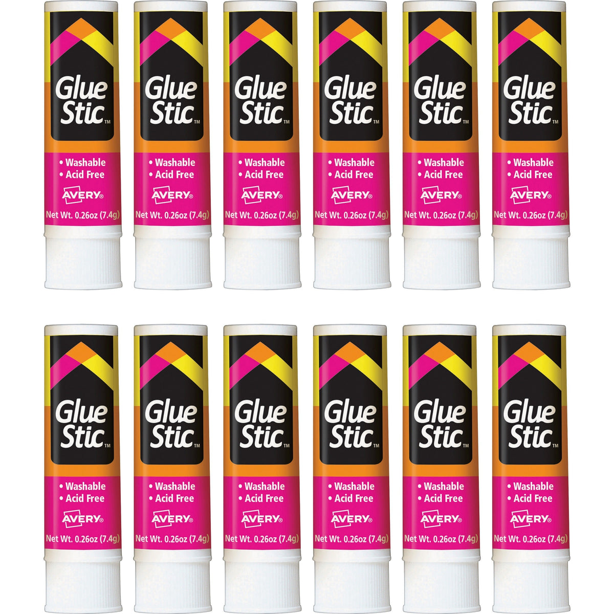 Avery® Permanent Glue Stic - 0.26 fl oz - White - 12 / Box - Sticks