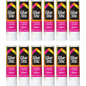 Avery® Permanent Glue Stic: White 0.26 fl oz - Pack of 12 - Sticks
