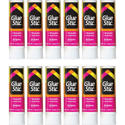 Avery® Permanent Glue Stic: White 0.26 fl oz - Pack of 12 - Sticks