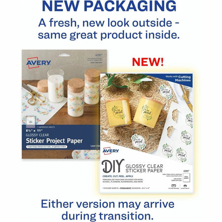 Avery® Permanent Sticker Paper: Printable Glossy Clear Stickers - 7/Pack