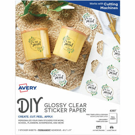 Avery® Permanent Sticker Paper: Printable Glossy Clear Stickers - 7/Pack