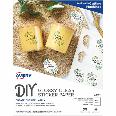 Avery® Permanent Sticker Paper: Printable Glossy Clear Stickers - 7/Pack