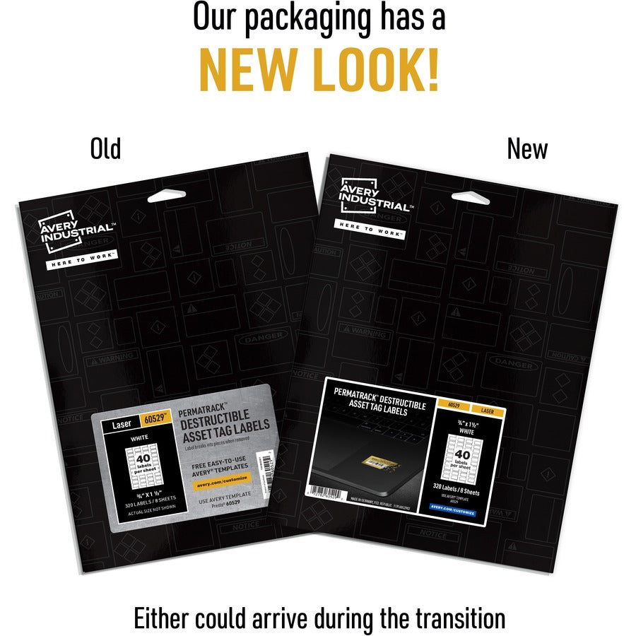 Avery® PermaTrack Destructible Asset Tag Labels, 3/4" x 1-1/2" , 320 Asset Tags - Alternate-Image1
