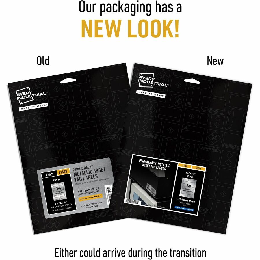 Avery® PermaTrack Metallic Asset Tag Labels, 1-1/4" x 2-3/4" , 112 Asset Tags - Alternate-Image1