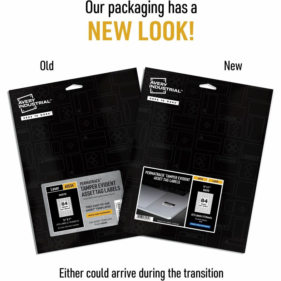 Avery® PermaTrack Tamper-Evident Asset Tag Labels, 1/2" x 1" , 672 Asset Tags - Alternate-Image1